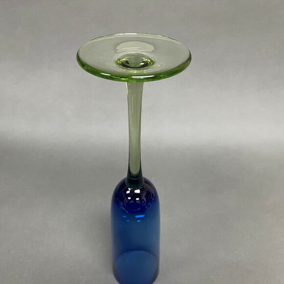 Festival Green Blue by Block Champagne Flute Glass Stemmed 10 1/4" - Picture 6 of 6